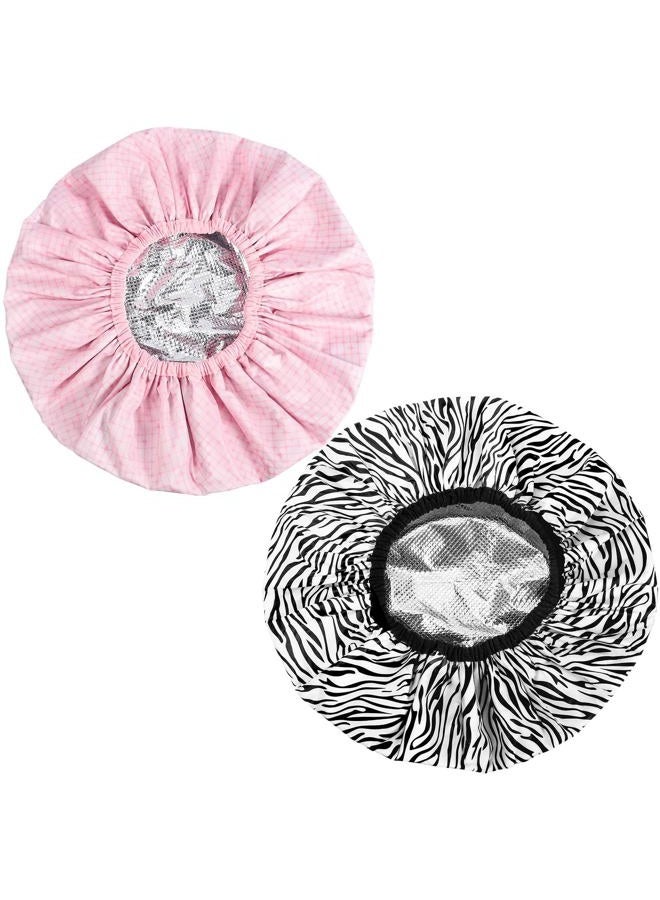 WSICSE 2 Pcs Double Layer Deep Conditioning Cap, Large Heat Cap Shower Cap Steam Cap Processing Caps for Long Thick Hair - Image 1
