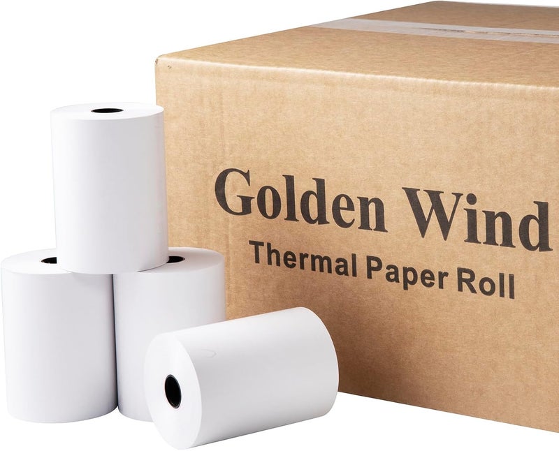 أرولات ورق حراري من Golden Wind، بقياس 80 مم * 57 مم (القطر)، خالية من مادة BPA، تناسب معظم أجهزة الكاشير/طابعات الحرارية في نظام POS. 50 رول في العبوة. - Image 1