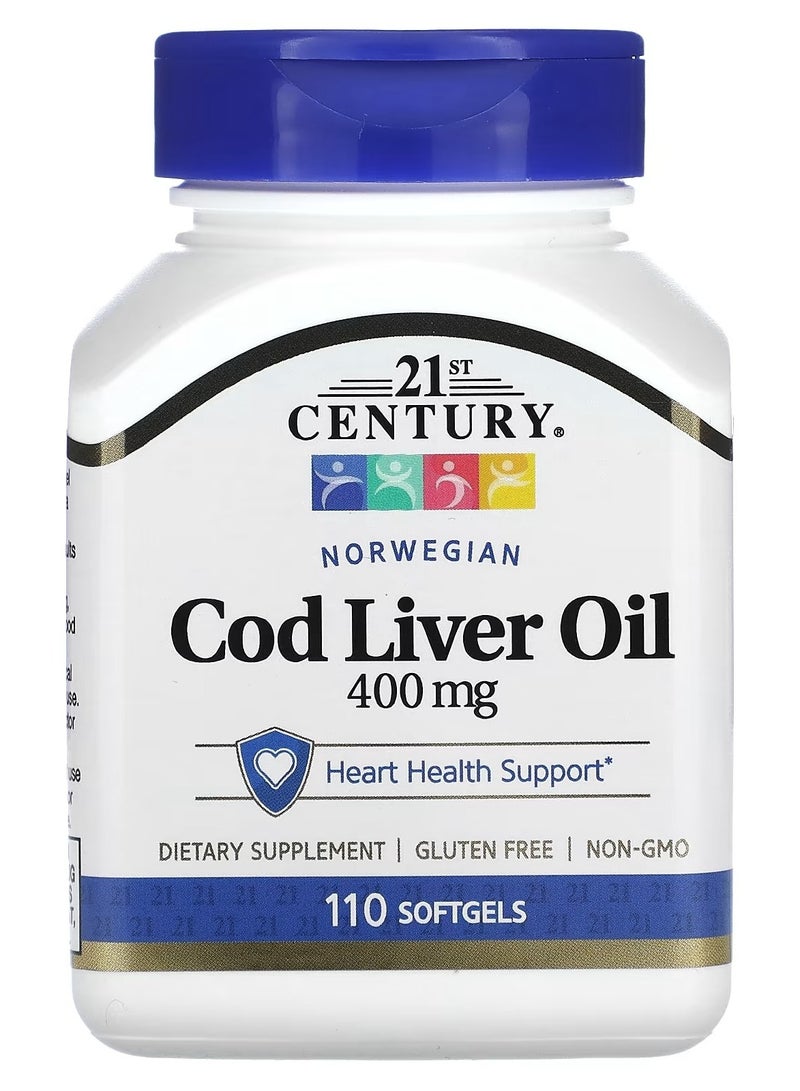 القرن الحادي والعشرون القرن الحادي والعشرين، زيت كبد سمك القد النرويجي، 400 ملغ، 110 كبسولات هلامية - Image 1