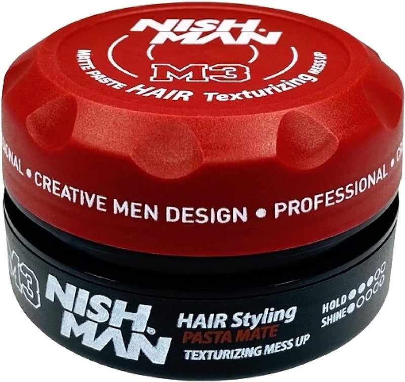 NISHMAN M3 Styling Wax - Matte Paste Texturising Mess Up 100g - Matte Finish, Flexible Fit, Natural Look - Image 2
