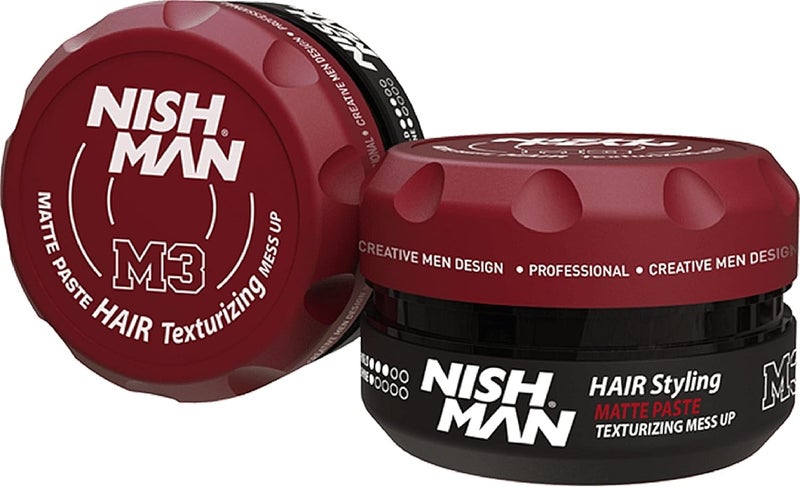 NISHMAN M3 Styling Wax - Matte Paste Texturising Mess Up 100g - Matte Finish, Flexible Fit, Natural Look - Image 1