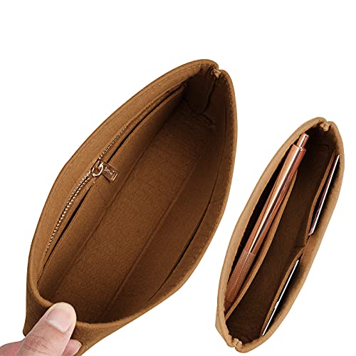 Vercord Felt Purse Organizer Insert Pochette Handbag Insert Bag in Bag for Multi Pochette Accessories Add Zipper Pocket Brown - Image 3