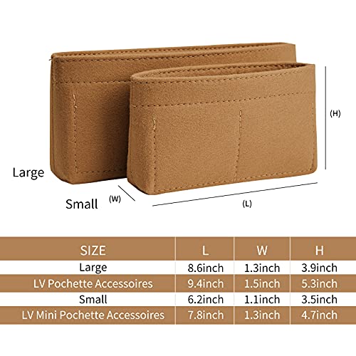 Vercord Felt Purse Organizer Insert Pochette Handbag Insert Bag in Bag for Multi Pochette Accessories Add Zipper Pocket Brown - Image 2