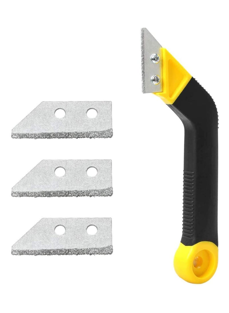 CMGTYYD Grout Remover Knife Tile Grout Saw Angled Grout Scraping Rake Tool with 3 Pieces Extra Blades Replacement for Tile Cleaning Grout Remover Knife - Image 1
