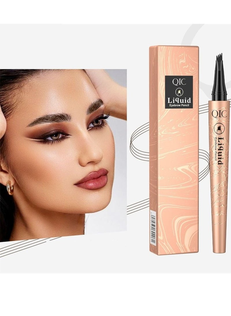 QIC - Liquid Eyebrow Pencil Waterproof Eyebrow Microblading Pen Eye Makeup Eyebrow Pen Long Lasting Waterproof Micro 4 Point Brow Pen Natural Looking Brows Makeup Dark Coffee #2 - Image 1