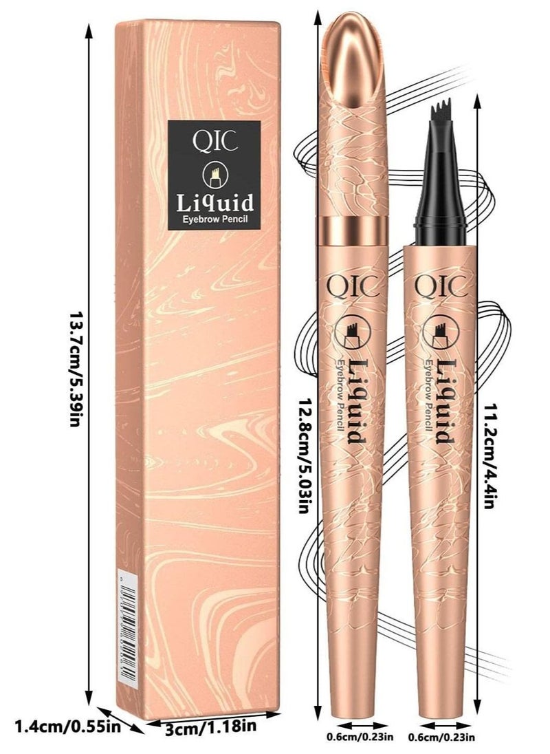 QIC - Liquid Eyebrow Pencil Waterproof Eyebrow Microblading Pen Eye Makeup Eyebrow Pen Long Lasting Waterproof Micro 4 Point Brow Pen Natural Looking Brows Makeup Dark Coffee #2 - Image 1