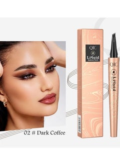 QIC Liquid Eyebrow Pencil Waterproof Eyebrow Microblading Pen Eye Makeup Eyebrow Pen Long Lasting Waterproof Micro 4 Point Brow Pen Natural Looking Brows Makeup Dark Coffee #2  - Image 2