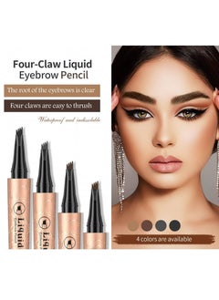 QIC Liquid Eyebrow Pencil Waterproof Eyebrow Microblading Pen Eye Makeup Eyebrow Pen Long Lasting Waterproof Micro 4 Point Brow Pen Natural Looking Brows Makeup Dark Coffee #2  - Image 3