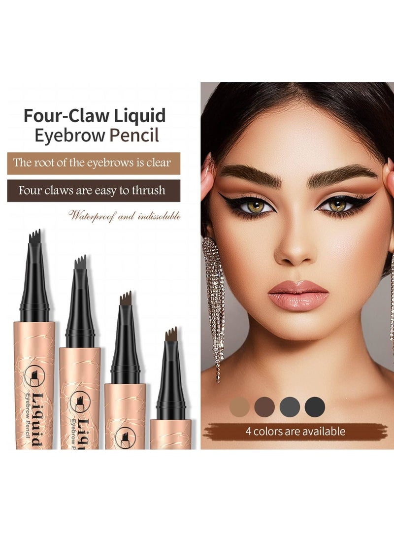 QIC - Liquid Eyebrow Pencil Waterproof Eyebrow Microblading Pen Eye Makeup Eyebrow Pen Long Lasting Waterproof Micro 4 Point Brow Pen Natural Looking Brows Makeup Dark Coffee #2 - Image 1