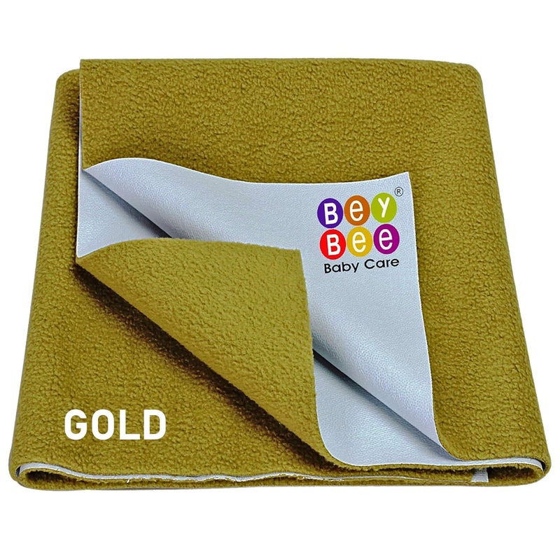 Bey Bee BeyBee Waterproof Quick Dry Sheet for Baby Bed Pad AntiPiling Fleece Extra Absorbent Washable Matress Protector Baby Bed Protector Sheet for Toddler Children Large Size 140x100cm Golden - Image 1