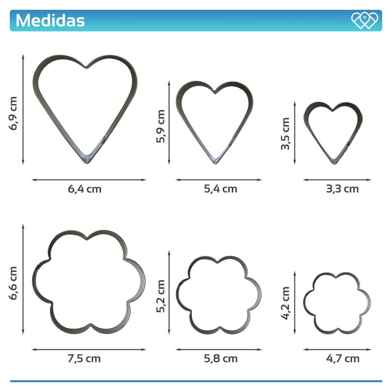 ARNAIN Assortment of 12 Metal Cookie Cutters, Includes 4 Cookie Cutter Shapes, Each in 3 Different Sizes, Heart,Star,Round and Flower Cookie Molds (Assorted 4 Shapes) - Image 3