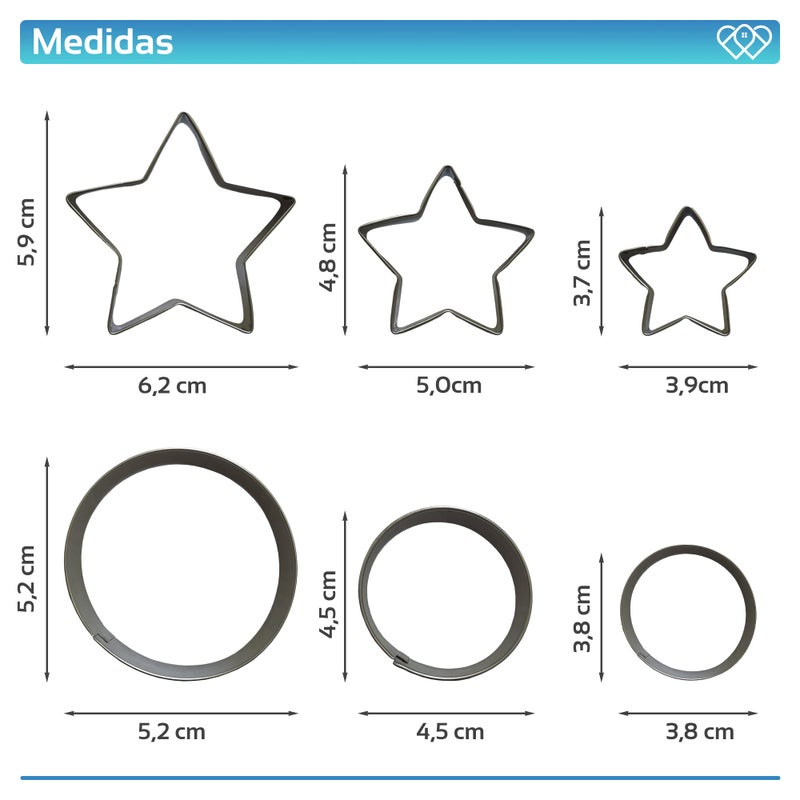 ARNAIN Assortment of 12 Metal Cookie Cutters, Includes 4 Cookie Cutter Shapes, Each in 3 Different Sizes, Heart,Star,Round and Flower Cookie Molds (Assorted 4 Shapes) - Image 2