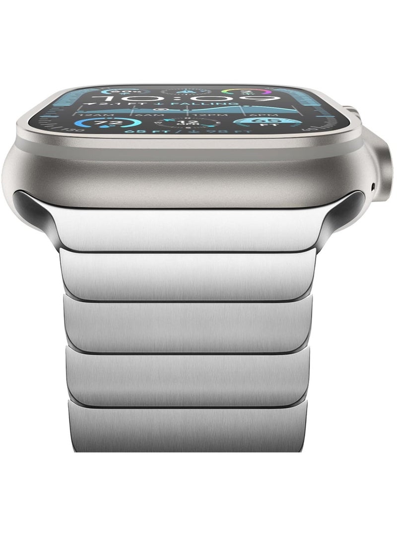 JAJEEK Stainless Steel Link Bracelet for Apple Watch Ultra/Ultra 2 – Metal Band with Folding Clasp for 49mm, 46mm, 45mm, 44mm, 42mm, Compatible with Apple Watch Series 10, 9, 8, 7, 6, 5, 4, 3, 2, 1, SE (Silver) - Image 2