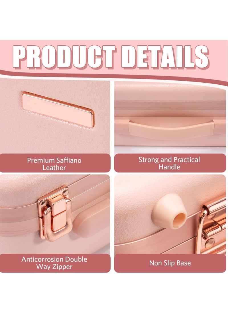 Captaintech Makeup Travel Lighted Case with Large LED Light Mirror Coetic Bag Organizer Professional Adjustable Divider Storage, Waterproof Portable Make up Train Box Accessories And Tools Case (Pink) - Image 5