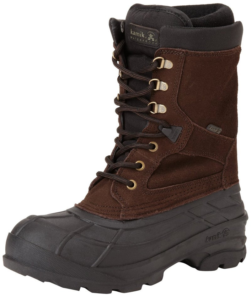 Kamik Nation Plus Snow Boot - Waterproof Boots for Men - 8mm Liner - Traction Outsole & Winter Shoes - Insulated Work Boots for Men - 40Â°F Cold Weather Protection - Dark Brown - 9