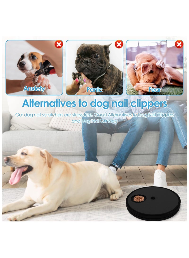 Dog Scratch Pad for Nails, Non-Slip Dog Scratch Board with 6 Snack Compartments, Rotating Round Dog Scratch Board, Removable Scratching Scratchboard Scratchpad Sandpaper for Dog Pet (Black)