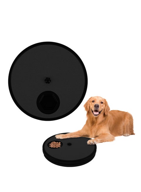 Dog Scratch Pad for Nails, Non-Slip Dog Scratch Board with 6 Snack Compartments, Rotating Round Dog Scratch Board, Removable Scratching Scratchboard Scratchpad Sandpaper for Dog Pet (Black)