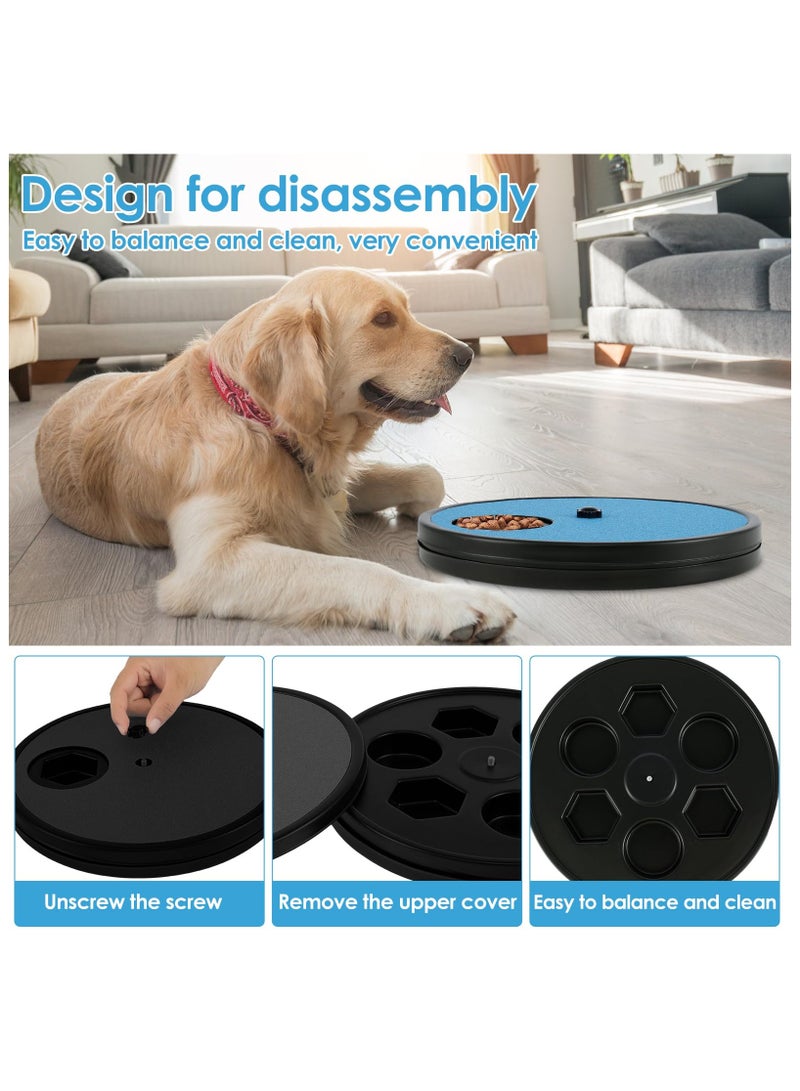 Dog Scratch Pad for Nails, Non-Slip Dog Scratch Board with 6 Snack Compartments, Rotating Round Dog Scratch Board, Removable Scratching Scratchboard Scratchpad Sandpaper for Dog Pet (Black)