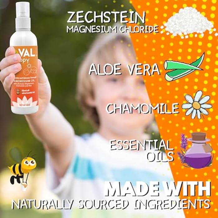 VAL Kids Magnesium Oil Spray – Natural Bedtime Calm & Mood Support | Zechstein Magnesium, Chamomile & Aloe | No Itch | Fast-Absorbing | Made in USA | 4oz - Image 5