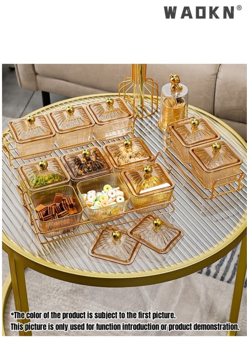 WAOKN Dried Fruit Tray Storage Plate Set Multifunctional Candy Storage Box Snacks Storage Box with Lid Food Fruit Storage Box Dry Fruit Container Nuts Platter Nuts Storage 3 Box and 1 Plate - Image 3