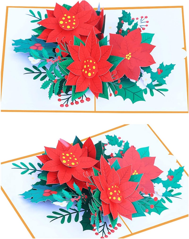 3D for Colorful Christmas Greeting Cards Merry Christmas Holiday Flower with Envelope - Image 5