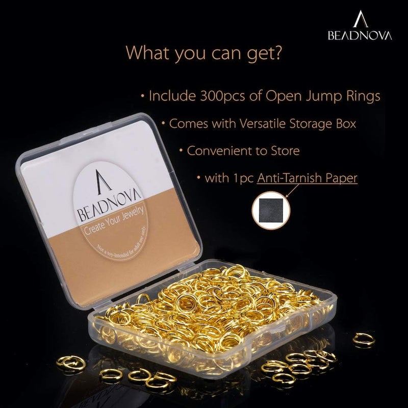 BEADNOVA 7mm Open Jump Rings for Jewelry Making Gold Jewelry Jump Rings for Keychains and Earrings (300Pcs) - Image 2