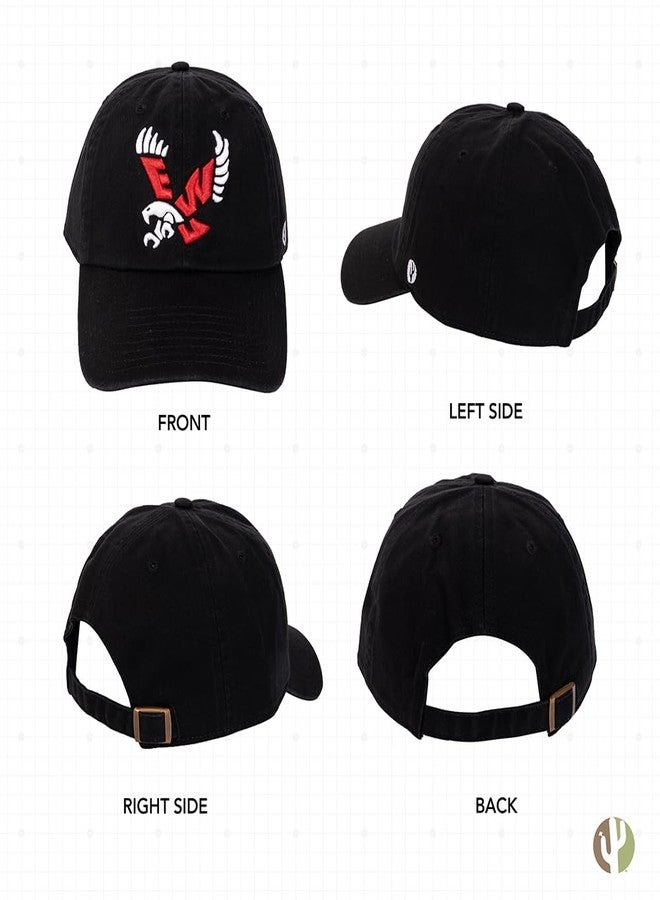 Desert Cactus Eastern Washington University Baseball Hat EWU Eagles Brimmed Embroidered Cap Adjustable Cloth Strap Adult (Style B) Black - Image 3