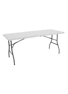 Generic 240cm Portable Rectangular Folding Multipurpose Dining Table Suitable for Camping and Outdoor or Indoor Events | Resin and Steel Legs | Seats 6-8 People, White  - Image 1