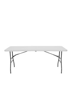 Generic 240cm Portable Rectangular Folding Multipurpose Dining Table Suitable for Camping and Outdoor or Indoor Events | Resin and Steel Legs | Seats 6-8 People, White  - Image 2