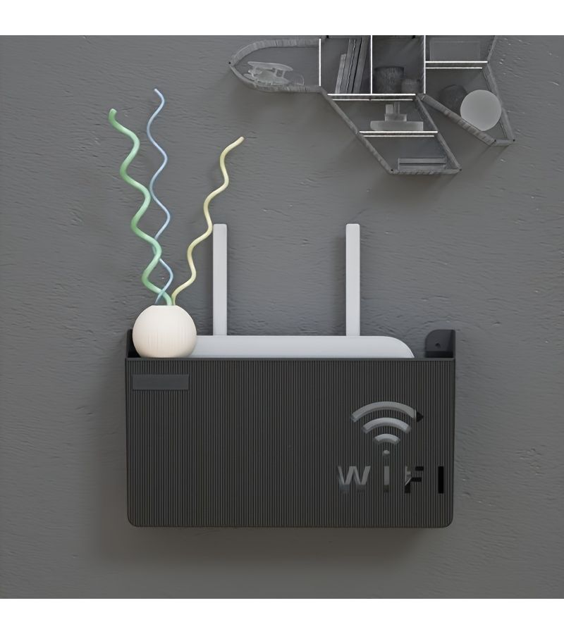 رف أبيض بلاستيكي لتثبيت راوتر WiFi على الحائط، سهل، بدون حفر - Image 2