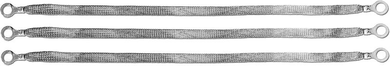 20" x 1/2" Braided Ground Straps (1/2" Ring to 1/2" Ring)-3pcs | Made in USA