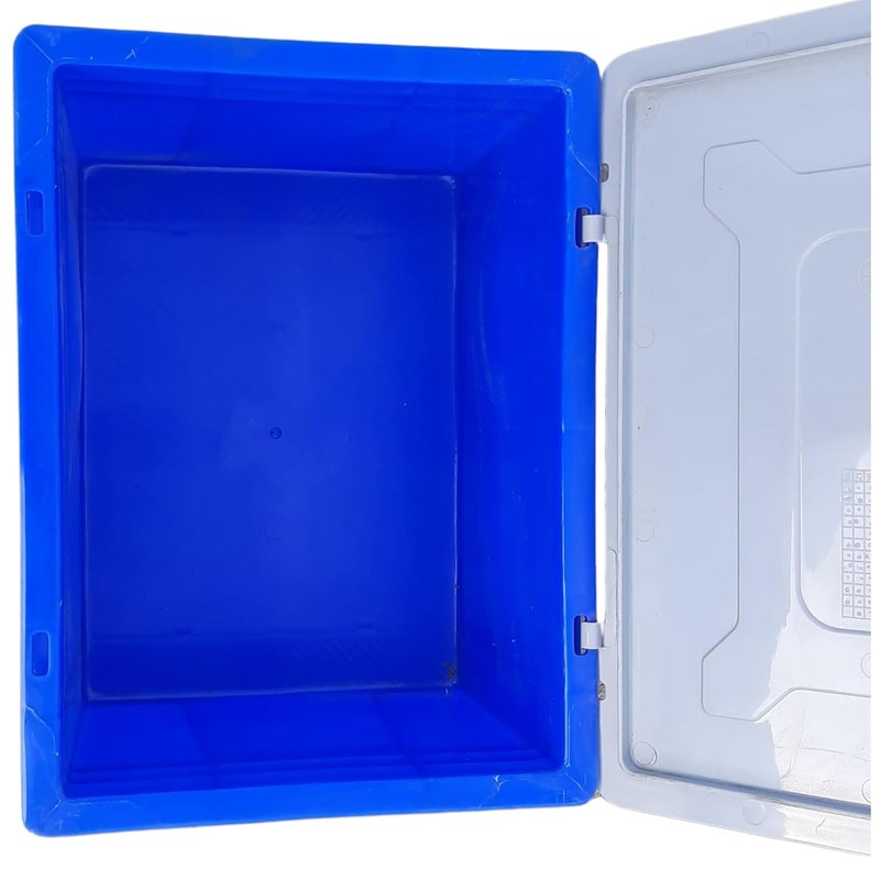 SINGHAL SINGHAL Plastic Crate with Lid 400x300x220 MM Multipurpose Heavy Duty Blue Portable Crates for storage Shelf Basket for Large Storage Bin Vegetable Fruit Milk  - Image 5