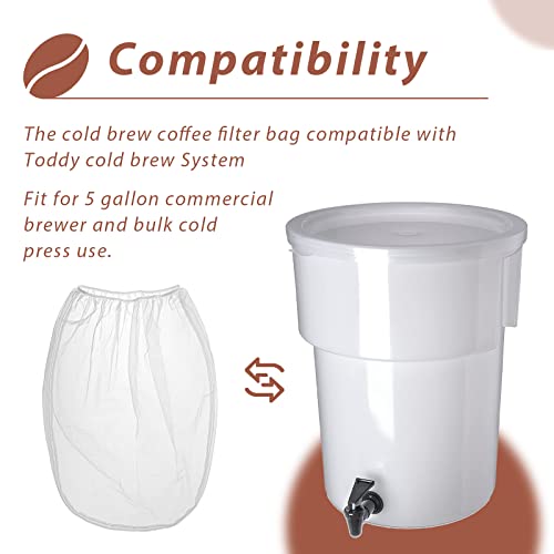 GRONGU Cold Brew Coffee Filter Bag Compatible With Toddy Cold Brew System Strainer Bag for 5 Gallon Commercial Brewers, Washable & Reusable - 2 Pack - Image 3