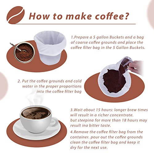 GRONGU Cold Brew Coffee Filter Bag Compatible With Toddy Cold Brew System Strainer Bag for 5 Gallon Commercial Brewers, Washable & Reusable - 2 Pack - Image 5