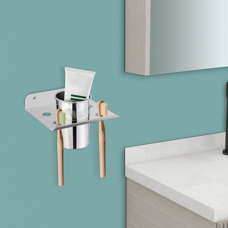 Primax Platinum Stainless Steel Tooth Brush Holder - Tumbler Holder - Bathroom Accessories - Pack of 1 - Image 2