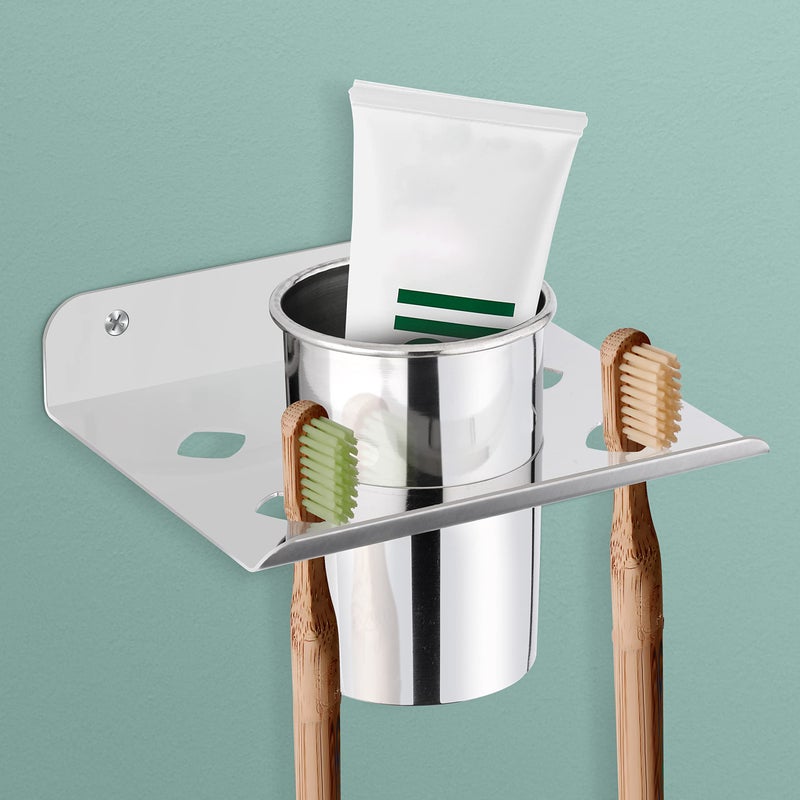 Primax Platinum Stainless Steel Tooth Brush Holder - Tumbler Holder - Bathroom Accessories - Pack of 1 - Image 1