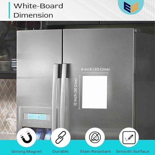 Eduway Magnetic Dry Erase White Board Sheet 9x12 inch with Marker Pen | Whiteboard Sticker Roll for Refrigirator, Fridge, Metal Wardrobe, for Grocery List, Task Planner etc. (Size - 23x30 cms). - Image 2