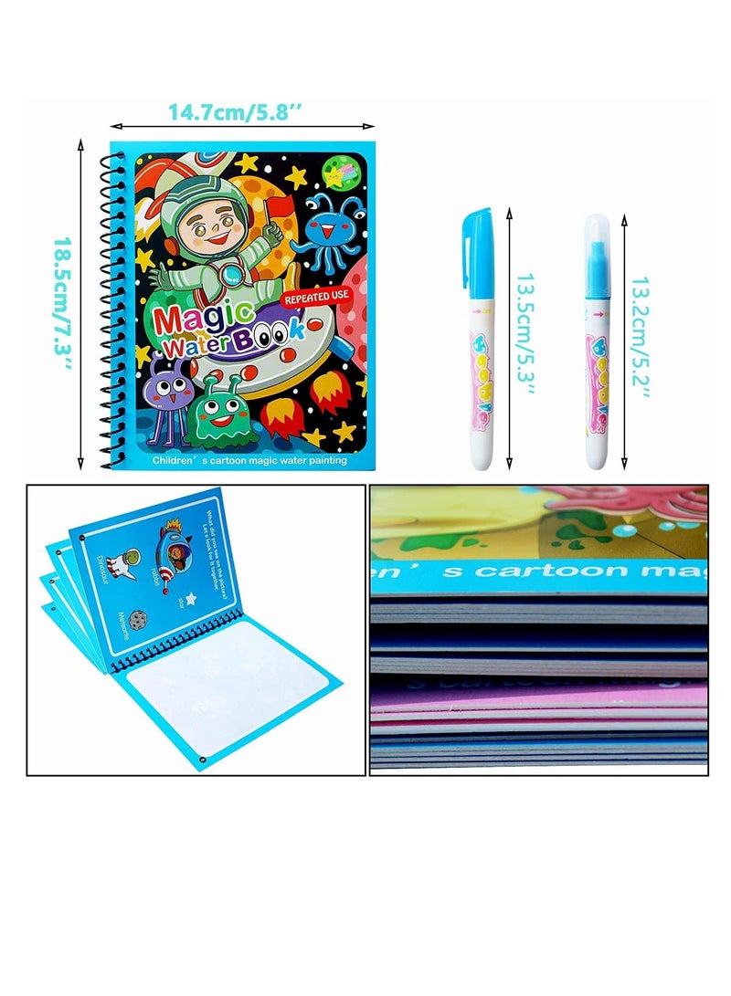 Magic Water Colouring Book, Children Reusable Drawing Book with Pen, Early Education Doodle Painting Toys for Kids Boys Girls Ages 2 3 4 Years Plus Educational Learning Gifts 4pcs - Image 2
