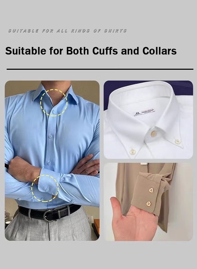 18 Pack Elastic Shirt Collar Extenders, Neck Button Expander, Non-Metal Button Extender Dress Shirt (Black, White, Transparent) - Image 4