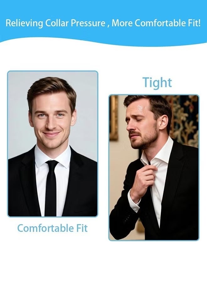 18 Pack Elastic Shirt Collar Extenders, Neck Button Expander, Non-Metal Button Extender Dress Shirt (Black, White, Transparent) - Image 3