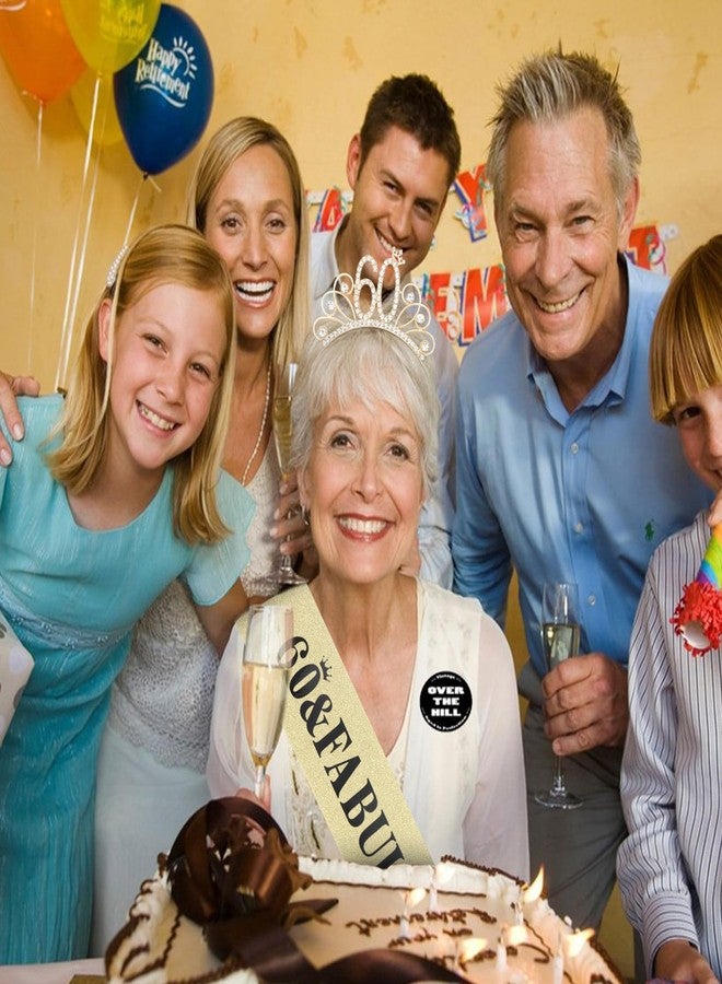 YARIEW 60th Birthday Headband + Sash + Tiara Set, '60 & Fabulous' Gold Birthday Crown & Sash for Women - Image 4