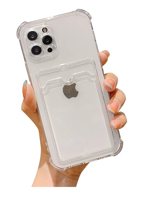 Clear Wallet Phone Case for iPhone 13 Pro Card Slot Case Slim Fit Protective Soft TPU Shockproof Wallet Case with Cute Card Holder