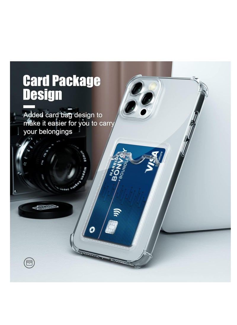 Generic - Clear Wallet Phone Case for iPhone 13 Pro Card Slot Case Slim Fit Protective Soft TPU Shockproof Wallet Case with Cute Card Holder - Image 1