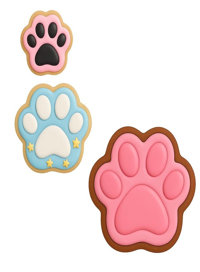 Mighty Gadget 3 Pack of Adorable Dog Paw Shapes Cookie Cutter Set in 1.75”, 2.75", & 3.75" Sizes - Hand Made in the USA by Mighty Gadget (Random Color) - Image 3