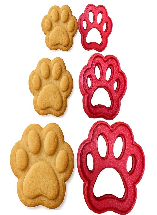 Mighty Gadget 3 Pack of Adorable Dog Paw Shapes Cookie Cutter Set in 1.75”, 2.75", & 3.75" Sizes - Hand Made in the USA by Mighty Gadget (Random Color) - Image 1