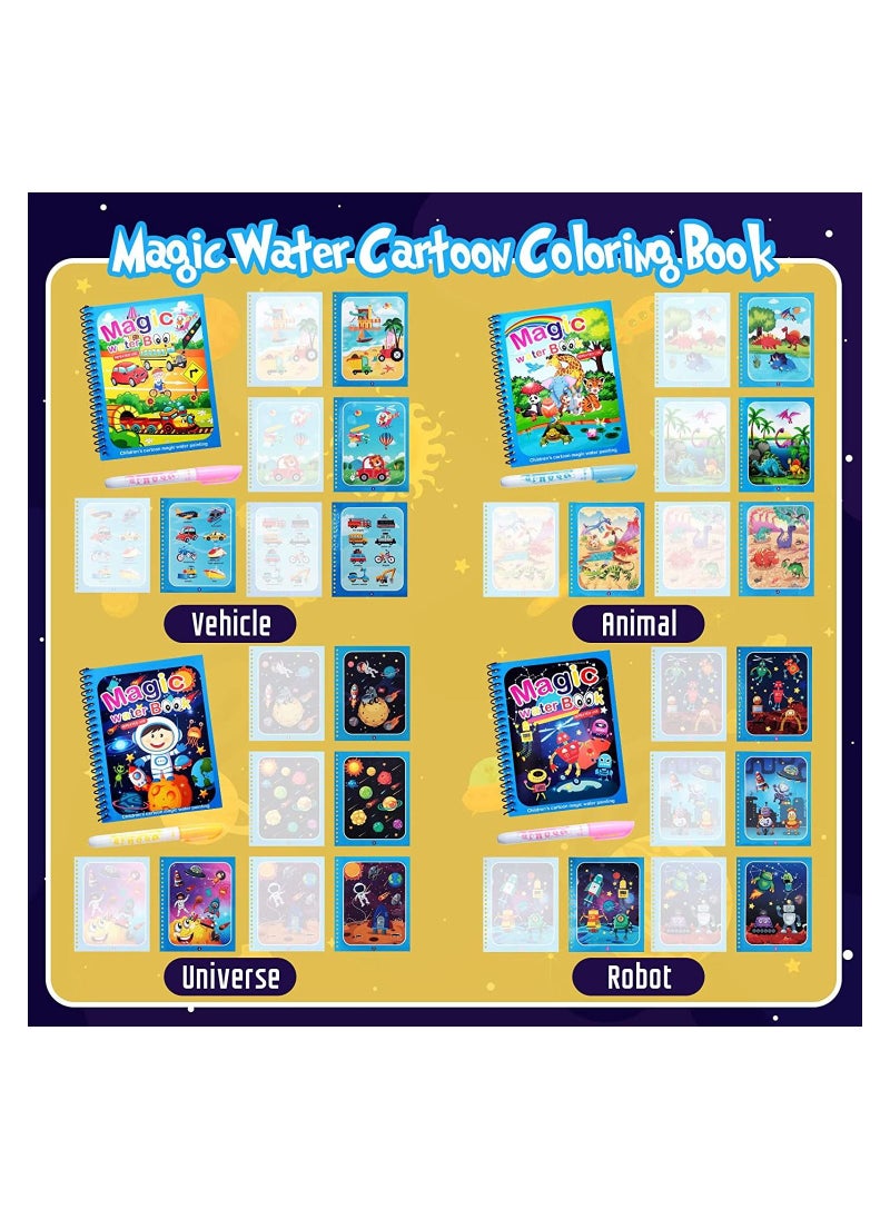 SYOSI 8-Piece Cartoon Water Coloring Magic Book With Water Pen For Toddlers And Kids  - Image 4