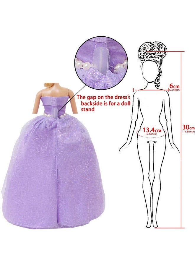 BJDBUS 5 Pcs Handmade Wedding Dress Party Gown For 11.5 Inch Girl Doll Clothes Accessories Random Clothing Set - Image 4