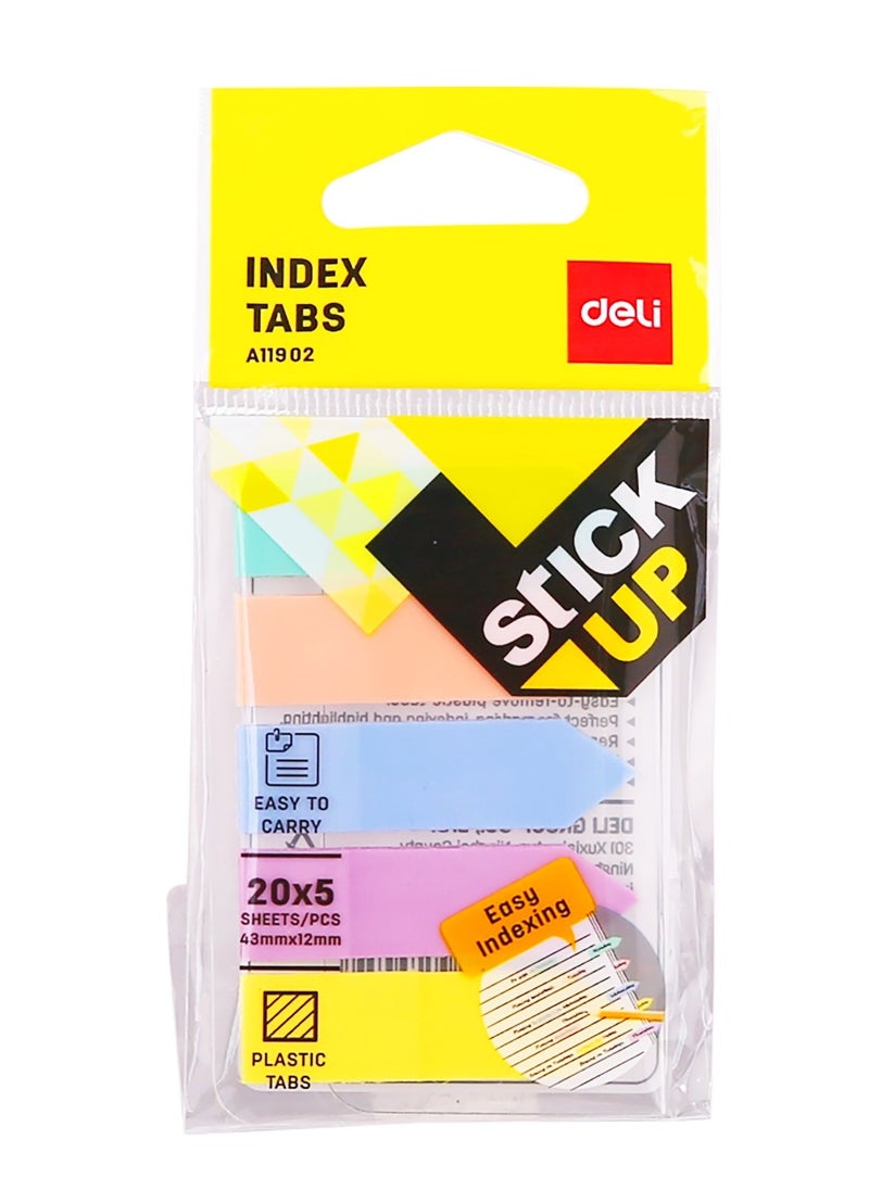 Deli 100-Piece Plastic Index Tabs Multicolour  - Image 1