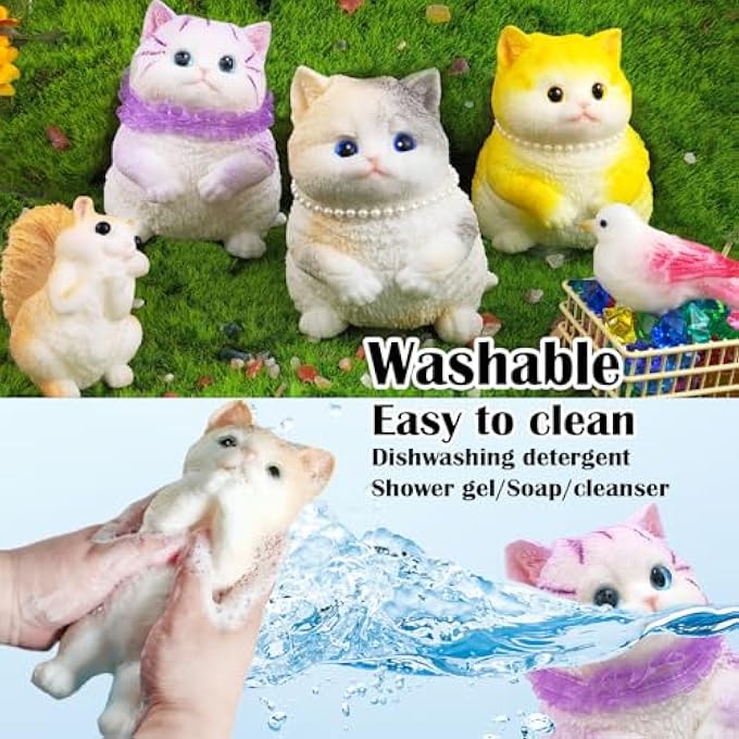 QOUXZ Hand Painted Cat Squishy ToysCute Ultra Soft Kitty Squeeze Fidget Toys for Stress Relief ,Kawaii Squishies Sticky Animal Toys for Adults Kids,Decompression Sensory Balls Toys for Autism - Image 3