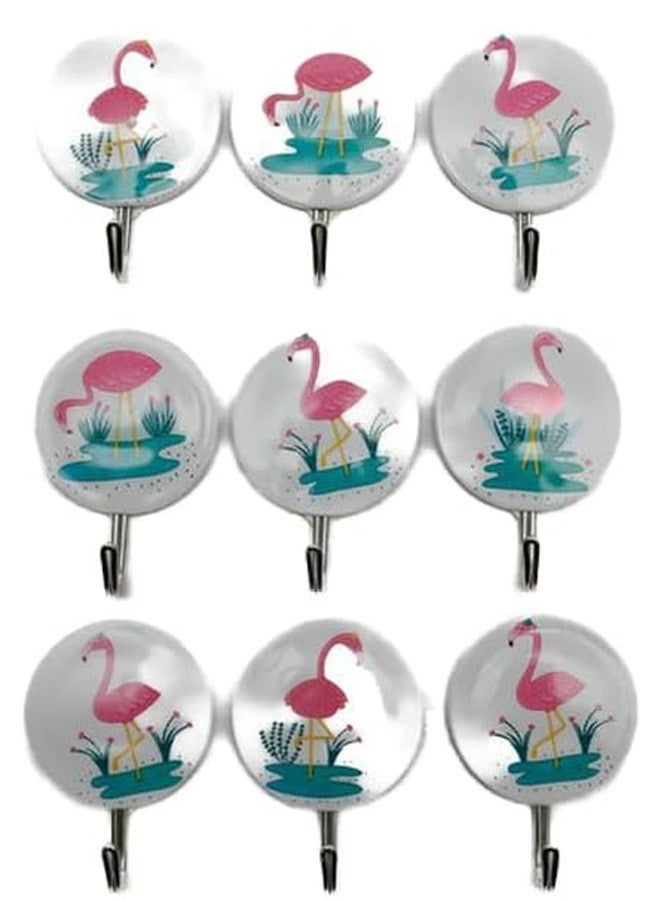 CATANES 9 Pcs Sticky Hook Flamingo Hook 4x1.5x5 Cm Multicolour  - Image 1